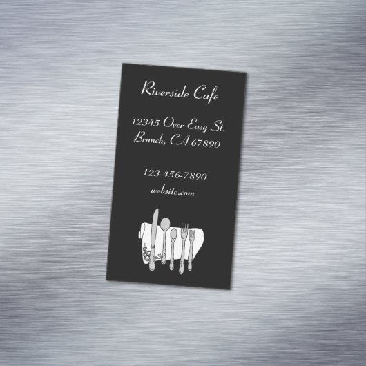 Restaurant Silverware Schwarz Magnet Card (Beispiel)