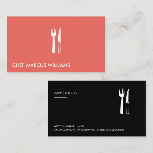 Restaurant Silverware Visitenkarte (Vorne/Hinten)