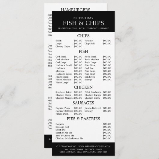 Restaurant Slimline Menükarte (Vorne/Hinten)