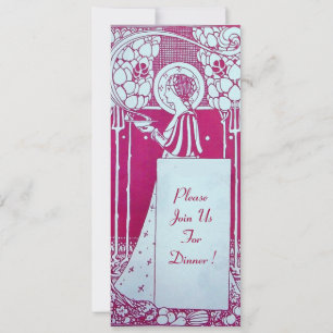 RESTAURANT-SPEisekarte MONOGRAMM Rosa Weiß Abendes Einladung