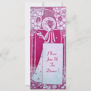 RESTAURANT-SPEisekarte MONOGRAMM Rosa Weiße Dinner Einladung