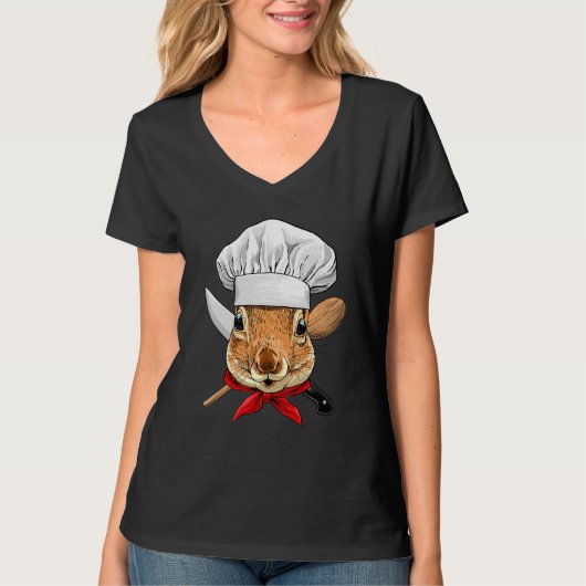 Restaurant Squirrel Chef Cook Kitchen Cooking  Rod T-Shirt (Vorderseite)
