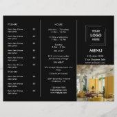 Restaurant Takeout | Black Modern Foto Menu (Vorderseite)