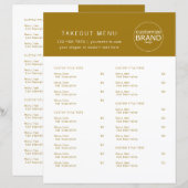 Restaurant Takeout Catering Logo Dark Gold Menü (Vorne/Hinten)