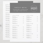 Restaurant Takeout Catering Logo Grau Menü (Vorne/Hinten)