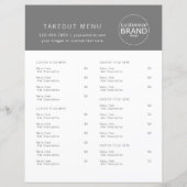 Restaurant Takeout Catering Logo Grau Menü (Vorderseite)