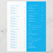 Restaurant Takeout Catering Logo Ocean Blue Menu (Rückseite)