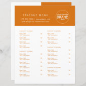 Restaurant-Takeout-Catering-Logo Orange-Menü (Vorne/Hinten)
