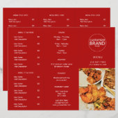 Restaurant-Takeout-Logo Rotes dreiteiliges Menü (Vorne/Hinten)