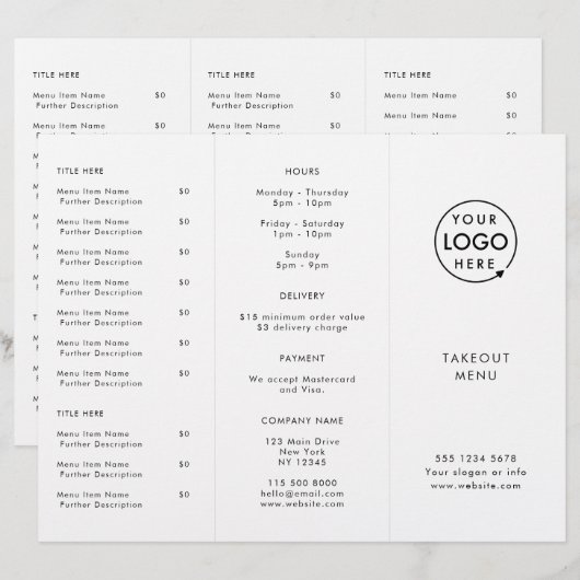 Restaurant Takeout | Menü "Minimalistische Logos"  (Vorne/Hinten)