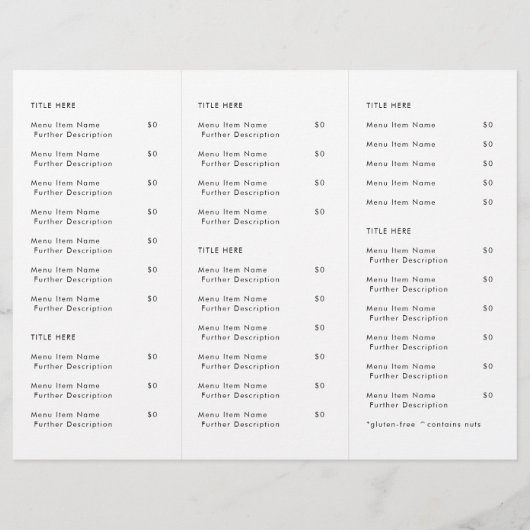 Restaurant Takeout | Menü "Minimalistische Logos" (Rückseite)