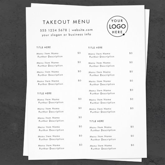 Restaurant Takeout | Menü "Minimalistische Logos" 