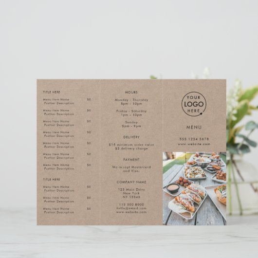 Restaurant Takeout | Rustikales Menü "Takeaway" (Stehend Vorderseite)