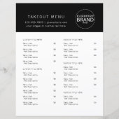 Restaurant Takout Catering Logo Black Menu (Vorderseite)
