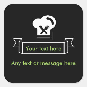 Restaurant-und Kochs-Thema Quadratischer Aufkleber