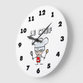 Restaurant-Wanduhr mit Koch Koch Cartoon Große Wanduhr (Winkel)