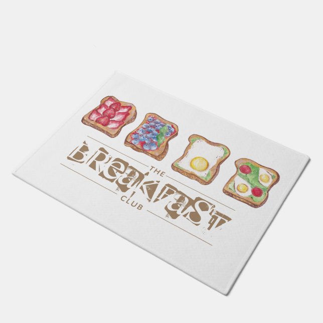 Restaurant Wasserfarbe Frühstück Logo für das Früh Fußmatte (Schrägansicht)