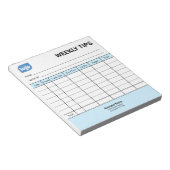 Restaurant Weekly Mini Tips Tracker Notepad Notizblock (angewinkelt)