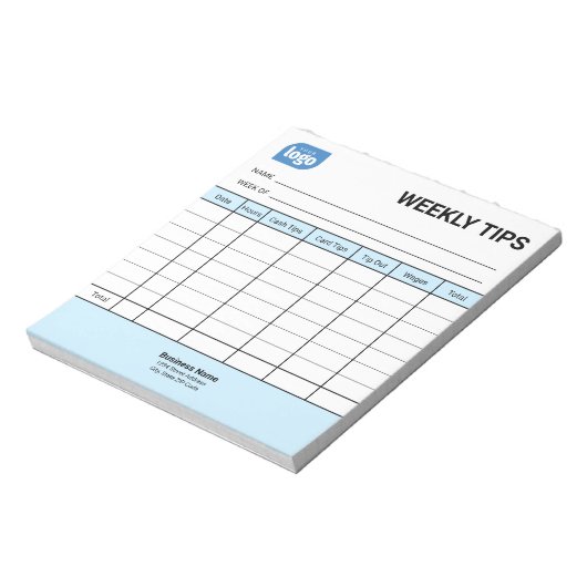 Restaurant Weekly Mini Tips Tracker Notepad Notizblock (Rotiert)