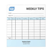 Restaurant Weekly Mini Tips Tracker Notepad Notizblock (Vorderseite)