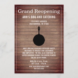 Restaurant Wiedereröffnung rustikales Holzskillet Einladung