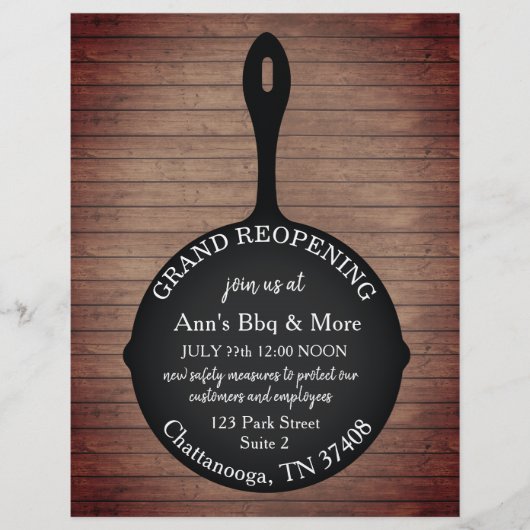 Restaurant Wiedereröffnung Skillet Wood Flyer (Vorne)