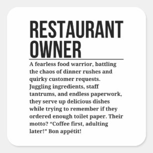 Restaurantbesitzer Quadratischer Aufkleber