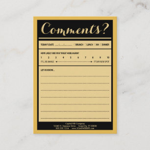 Restaurantkommentarkarte Visitenkarte