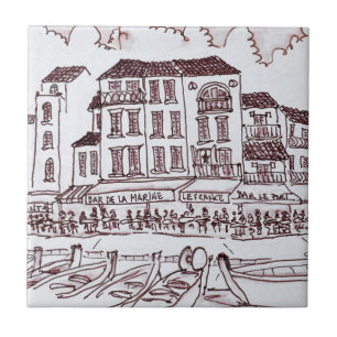 Restaurants am Wasser Cassis, Frankreich Fliese