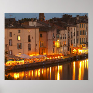 Restaurants entlang dem Fluss l'Herault. L'Herault Poster