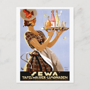 Restauriertes deutsches Vintage-Plakat Postkarte