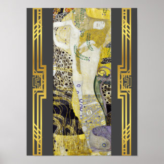 Restauriertes Klimt Wasser Schlösser Art Nouveau Poster