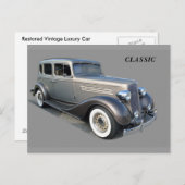 Restauriertes Vintage Car Postkarte (Vorne/Hinten)