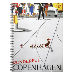 Restauriertes Vintage-Reiseposter aus Kopenhagen Notizblock