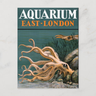 Restauriertes Vintageplakat Aquarium Oktopus Postkarte