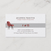 Restaurierung von Möbeln für antike Sessel Visitenkarte (Rückseite)