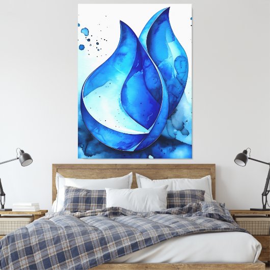 Restful Indigo Curves Leinwanddruck (Insitu (Schlafzimmer))