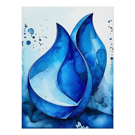 Restful Indigo Curves Poster (Vorderseite)