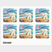 RESTING BEACH FACE Creme Quadratischer Aufkleber (Blatt)