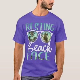 Resting Beach Face Vintage Retro Funny Beach Vacat T-Shirt