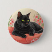 Resting Black Cat Button (Vorderseite)