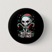 Resting Elf Face Funny Christmas Cute Creepy Women Button (Vorderseite)