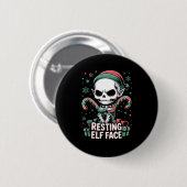 Resting Elf Face Funny Christmas Cute Creepy Women Button (Vorne & Hinten)
