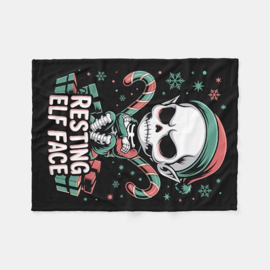 Resting Elf Face Funny Christmas Cute Creepy Women Fleecedecke (Vorderseite (Horizontal))