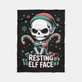 Resting Elf Face Funny Christmas Cute Creepy Women Fleecedecke (Vorderseite)