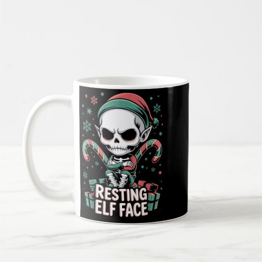 Resting Elf Face Funny Christmas Cute Creepy Women Kaffeetasse (Links)
