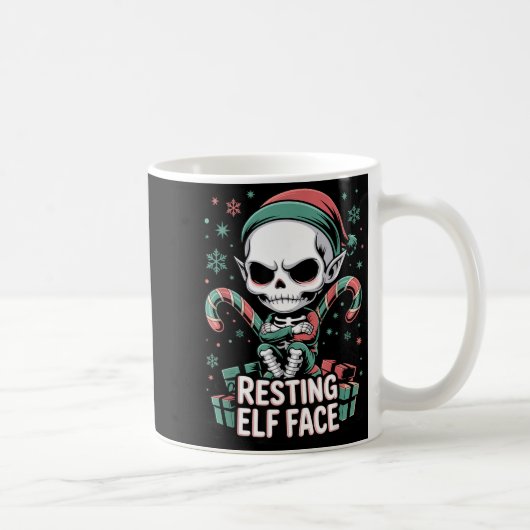 Resting Elf Face Funny Christmas Cute Creepy Women Kaffeetasse (Rechts)