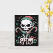 Resting Elf Face Funny Christmas Cute Creepy Women Karte (Gelbe Blume)