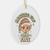 Resting Elf Face Funny Christmas Ornament (Rechts)