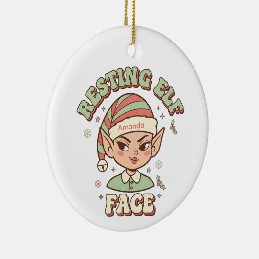 Resting Elf Face Funny Christmas Ornament (Rechts)